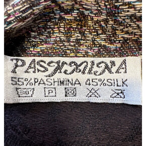 Pashmina Paisley Scarf Silk Pashmina Multicolor Scarf Fringe Sparkle 27x69" - Picture 9 of 9
